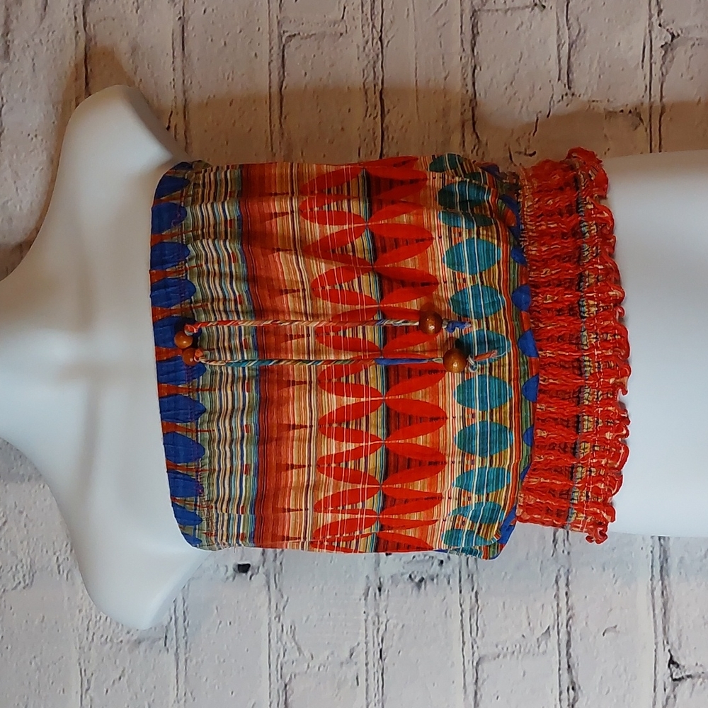 Red Wet Seal Board Stripe Geo Print Tube Top S Small Crop Top